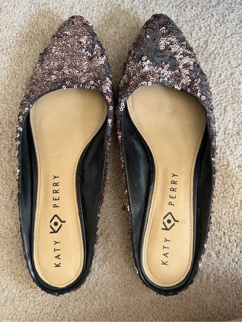 Katy Perry Collections Sequin Pointed Toe Flats in Rose - Picture 2 of 2